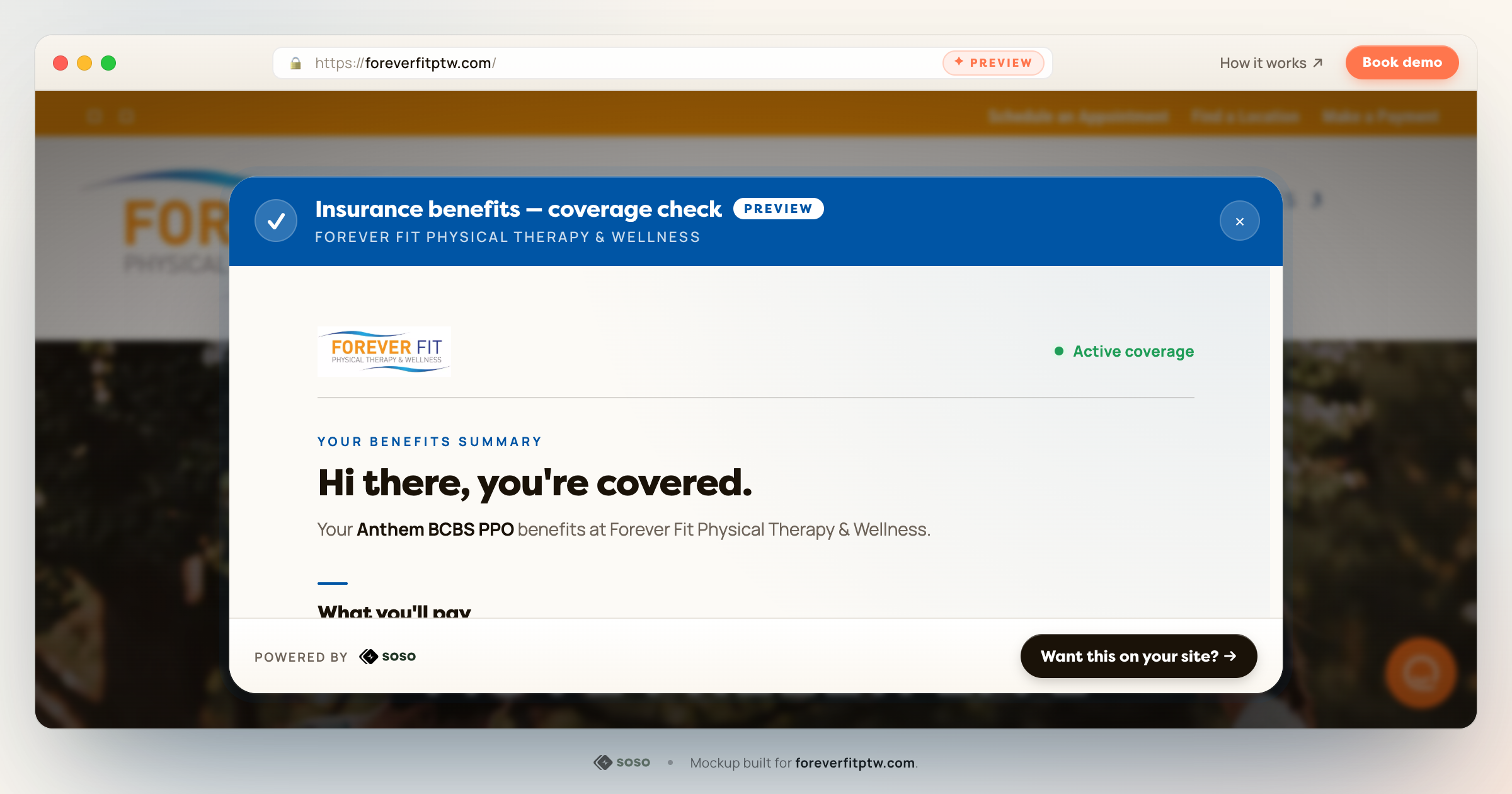 soso eligibility widget on foreverfitptw.com