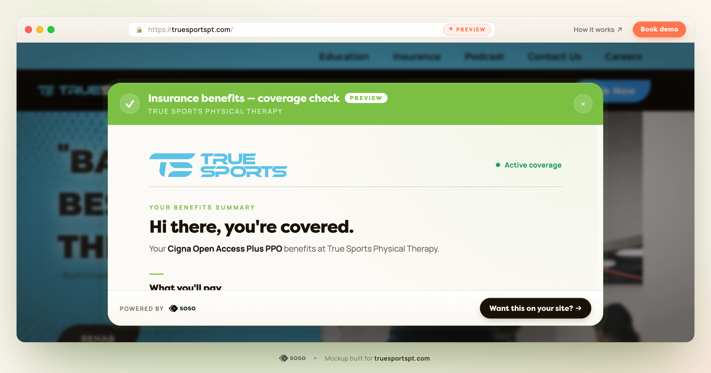 soso eligibility widget on truesportspt.com